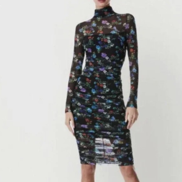 Alice + Olivia Black lace Floral Dress midi gorgeous dress - Picture 2 of 9